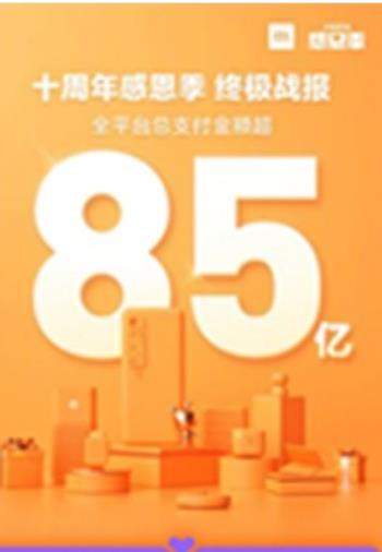 小米十周年感恩季收官:交易金额超85亿