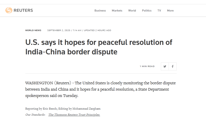 又来掺和？美国务院宣称正“密切关注”中印边界争端