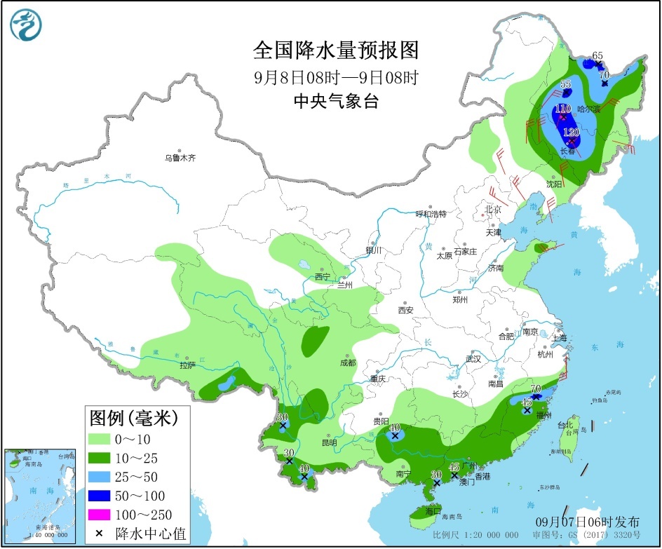 【防御指南】台风海神预计8日凌晨移入吉林 西南地区等地多强降水