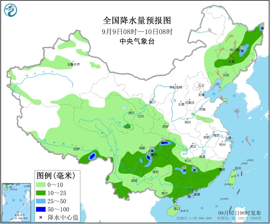 【防御指南】台风海神预计8日凌晨移入吉林 西南地区等地多强降水