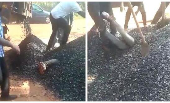 肯尼亚：卡车倾卸碎石误将男子掩埋3分钟 挖出时已昏迷