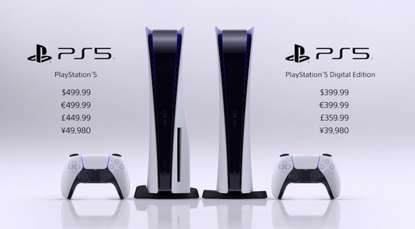 索尼PS5上市价格公布:最低399美元,11月12日发售