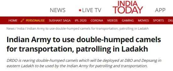 中印边境，印军要重用“双峰骆驼”？！