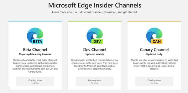 微软Edge浏览器即将推出Linux版本,提供三种通道版本