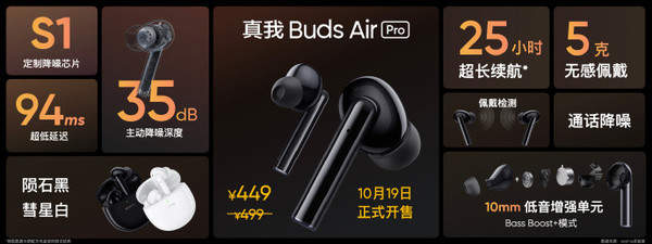 真我Buds Air Pro正式发布:支持主动降噪,售价449元