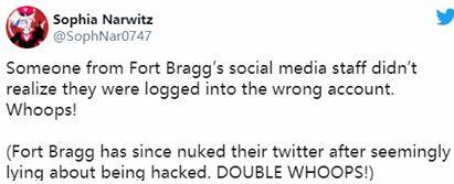 美军基地官方推特发布“淫秽信息”，后辩解：我们的账号被黑了！