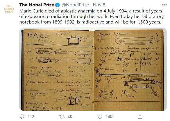 真是永垂不朽!居里夫人笔记仍具放射性 且还将持续1500年