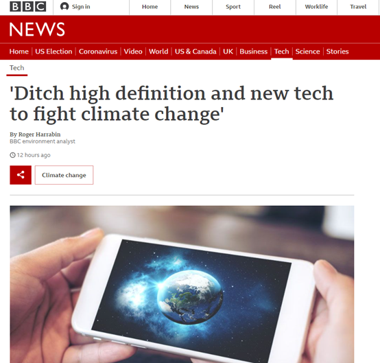 BBC：为了应对气候变化，看视频时不要选“高清模式”
