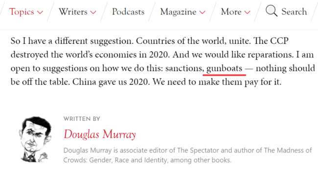 图为穆雷在最新一篇文章中认为英国应该用炮舰来威胁中国