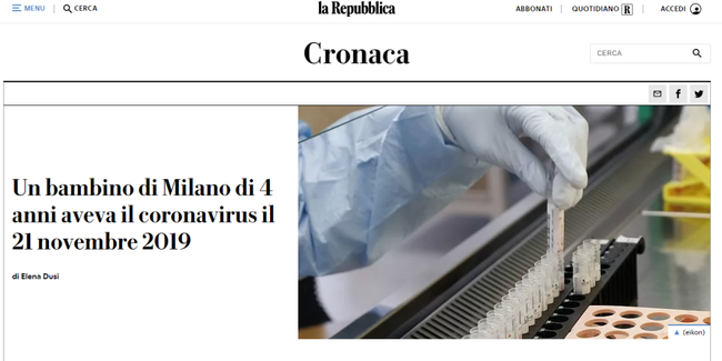 意大利在新冠病毒的溯源上，有了重大发现！