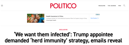 特朗普任命的卫生官员邮件曝光：希望孩子和年轻人感染新冠，建立“群体免疫”！