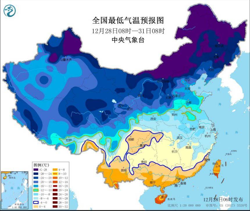 寒潮橙色预警:西北东北华北等局地预计降温超12～16℃