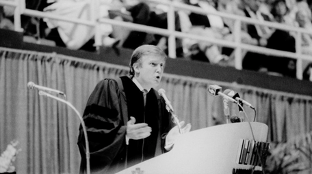  特朗普1988年演讲资料图，图源：理海大学校报