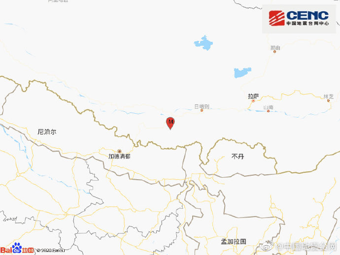 西藏日喀则市定日县发生4.3级地震 震源深度28千米
