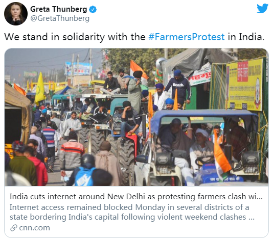 蕾哈娜发推支持印度农民抗议，惹恼印度外交部！