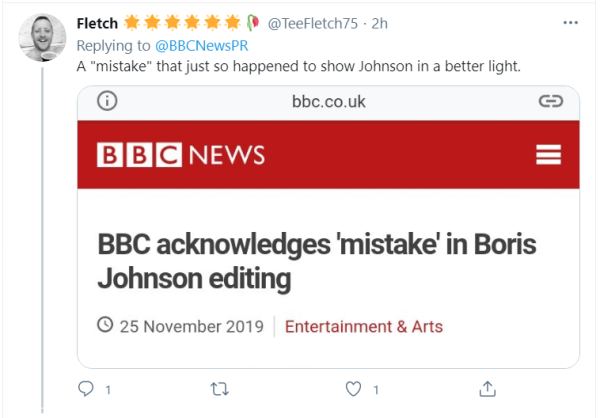 BBC的回应声明，发布后不久引起多国网民群嘲