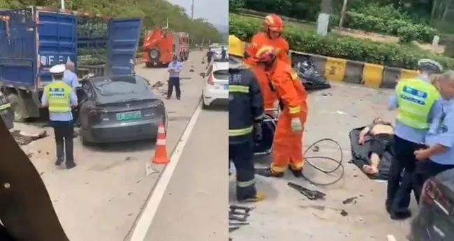 驾驶员当场死亡！警方通报韶关特斯拉追尾货车，特斯拉回应：还不了解情况