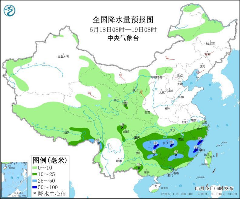 江南等地有分散性降水和对流天气 南方将有新一轮强降雨