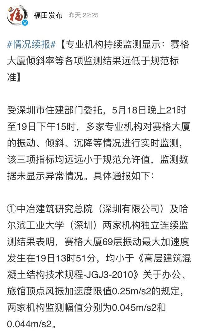 深圳赛格大厦21日起暂停进出 连续2天再发晃动