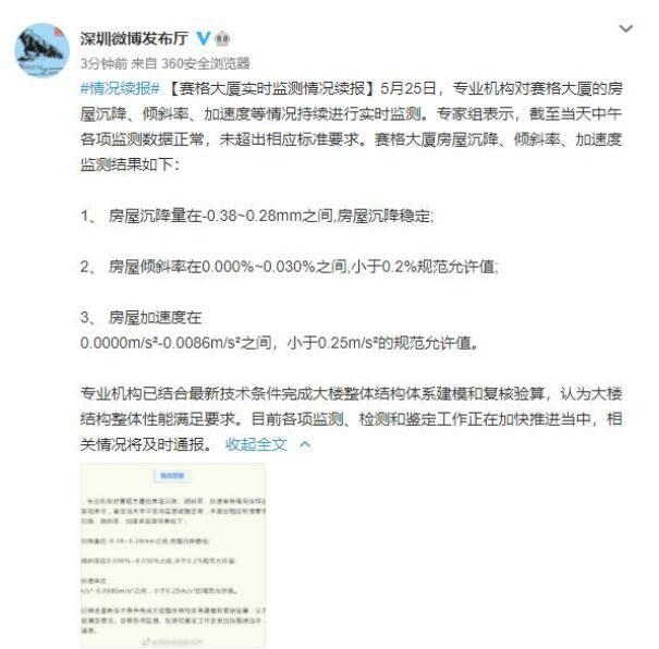 【后续来了】深圳赛格大厦结构整体性能满足要求