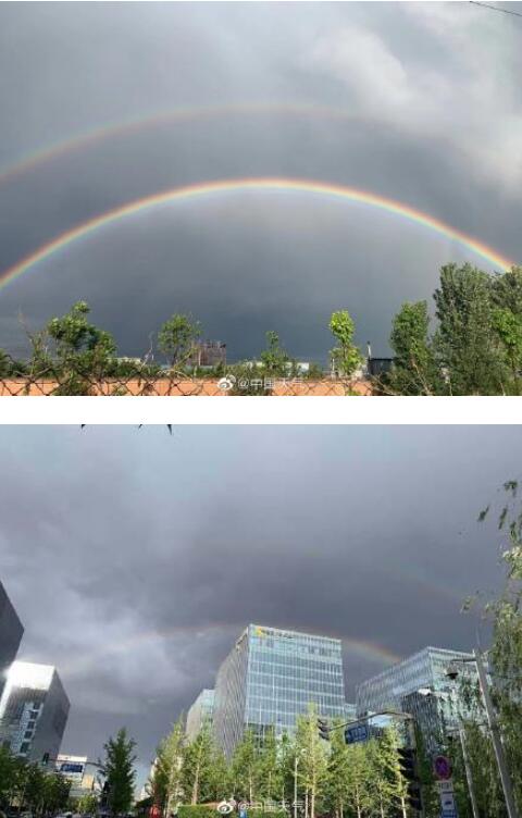 太美了！北京天空现迷人双彩虹 你拍到彩虹了吗?