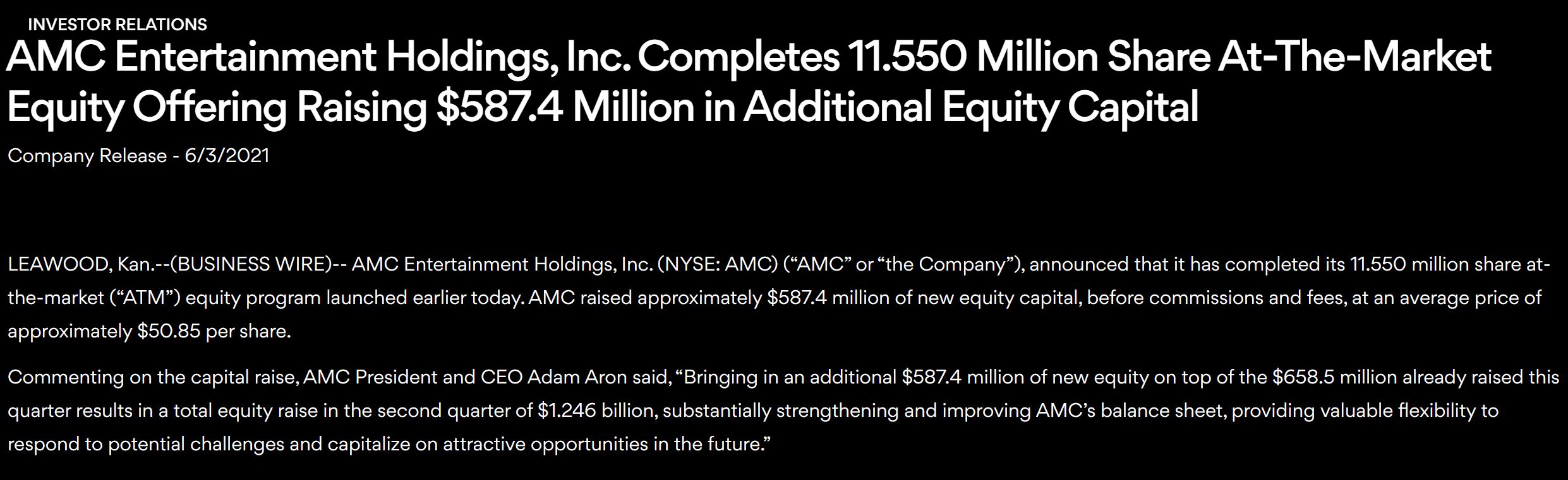 AMC院线再度完成大额股票出售 本季度狂揽12亿美元