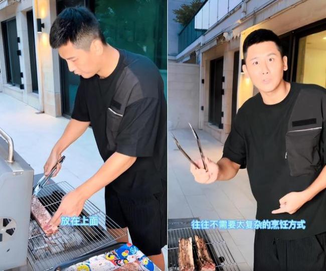 于晓光夫妇别墅内烧烤！秋瓷炫徒手抓肉往嘴里塞