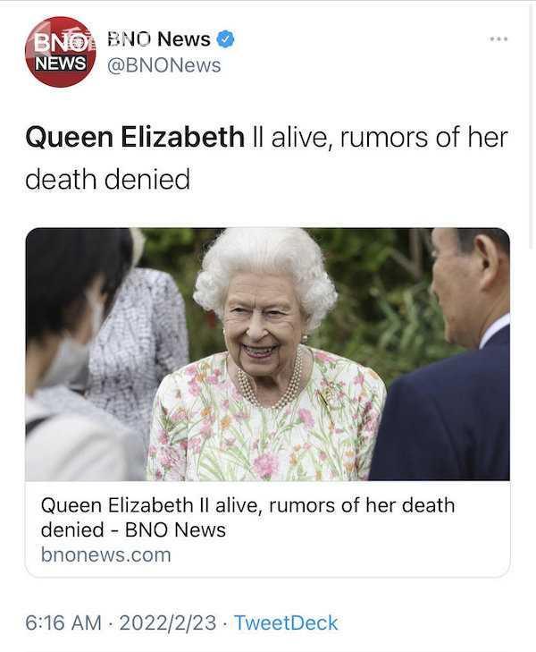 惊！外媒辟谣英国女王去世传闻 95岁女王感染新冠
