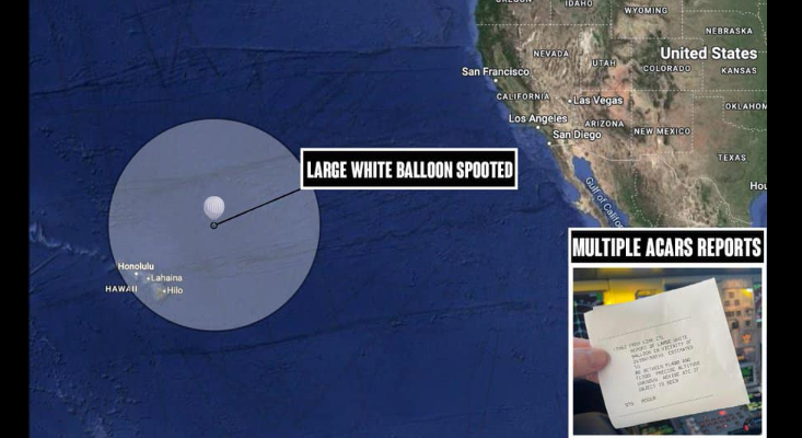 火奴鲁鲁以东发现气球，图源：福克斯新闻