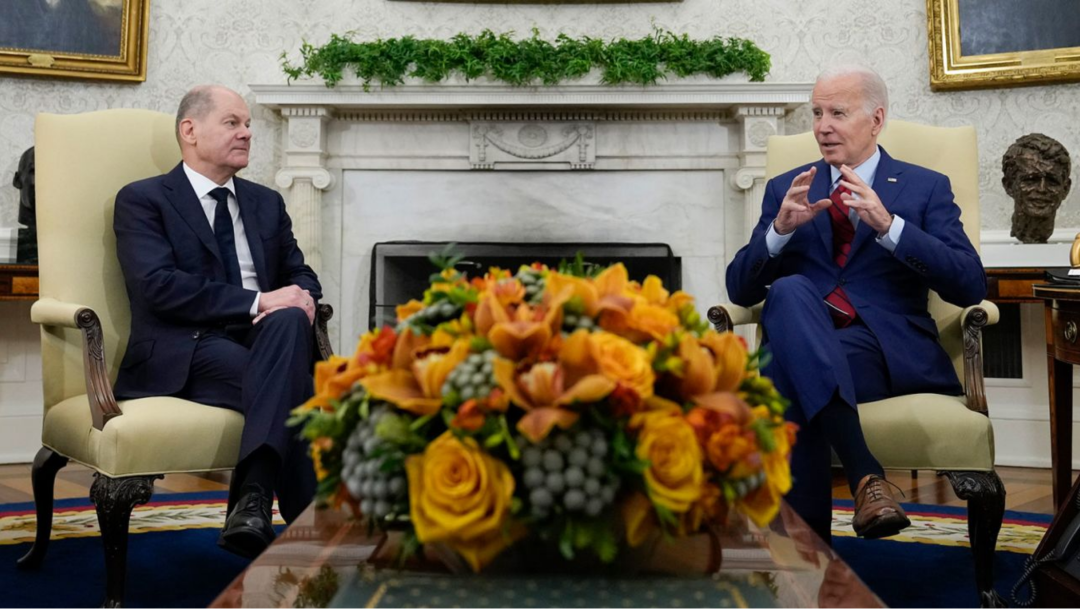 当地时间3月3日，美国总统拜登在白宫会见德国总理朔尔茨 图源：外媒