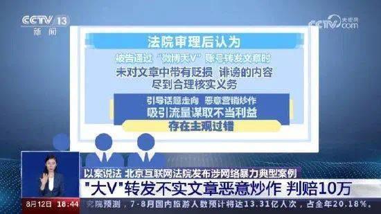 大V转发不实文章恶意炒作判赔10万元