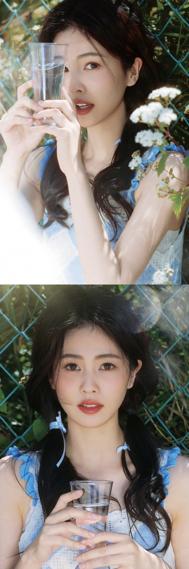 白鹿穿Baby蓝长裙 清新甜美氧气感十足